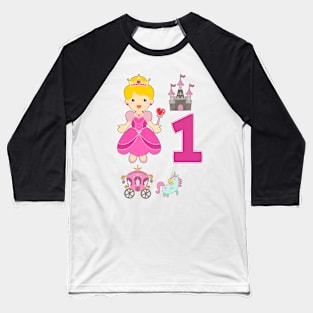 First Birthday Princess Castle Unicorn Carriage Baseball T-Shirt